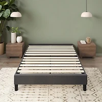 Zinus Curtis Upholstered Platform Bed Frame, Dark Grey