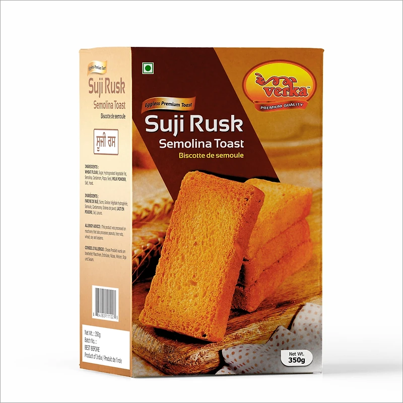 Verka Biscotte Suji sans œufs, 350g Toast de semoule