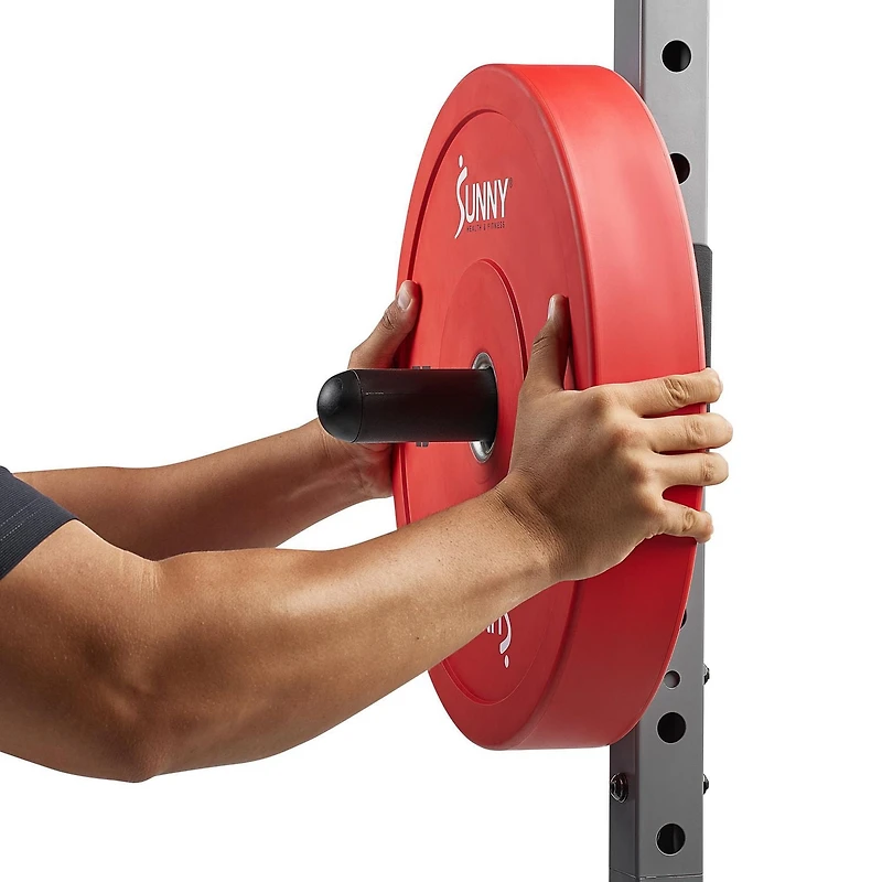Sunny Health & Fitness Adjustable Weight Plate Storage Rack Attachment Accessory for Power Rack and Cage– Fits 1” and 2” Inch Olympic Style Weight Plates - SF-XFA010