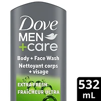 Dove Men+Care Refreshing Extra Fresh Body and Face Wash for Men with 24-Hour Nourishing Micromoisture Technology, 532mL