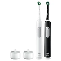Oral-B Pro 1000 Electric Toothbrush, Black & White, 2 Handles, 2 Chargers, 2 Brush Heads