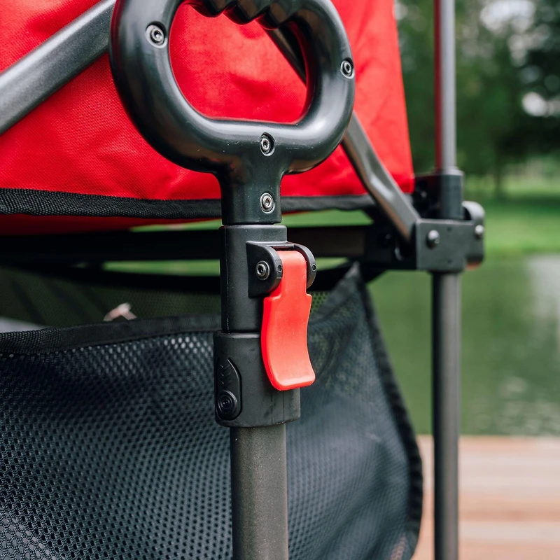 Ozark Trail Double Decker Folding Utility Wagon with Extension Handle, Red, 35" H, Polyester