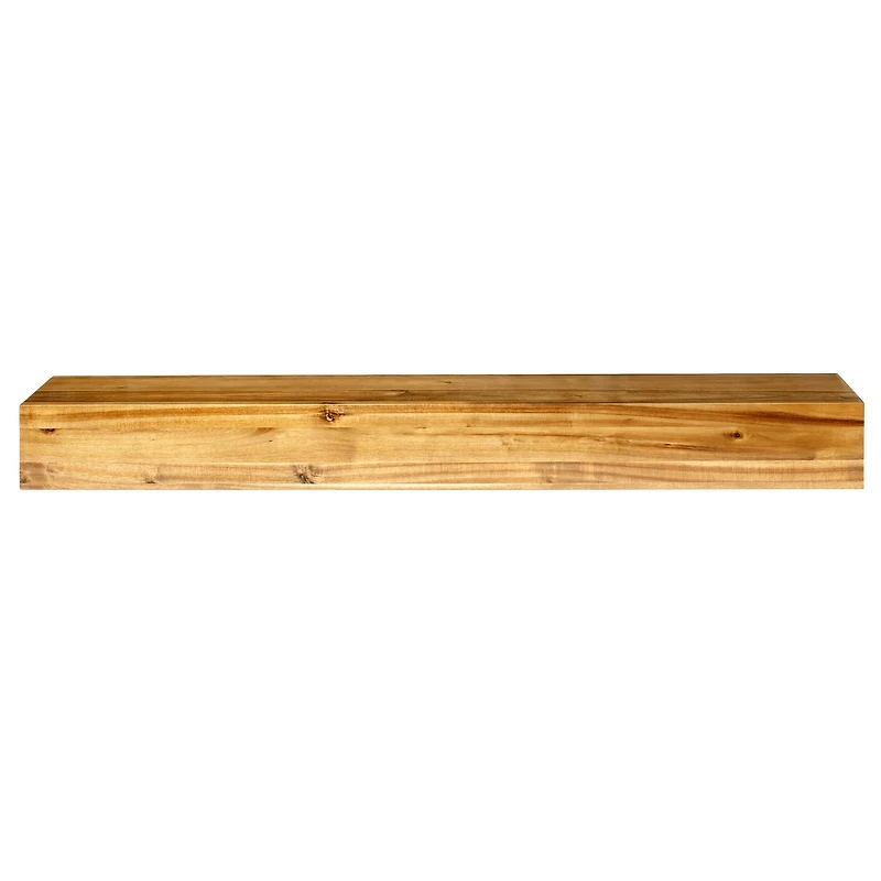 Tablette de foyer de 45 po en bois d'acacia fini lustré