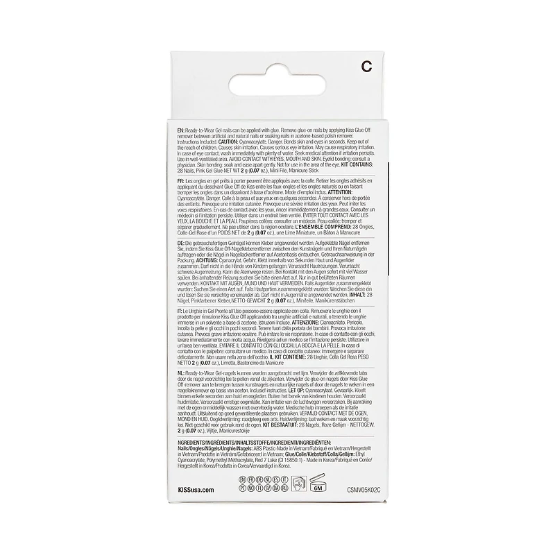 KISS Classy - Fake Nails, 28 Count, Medium, French nails.