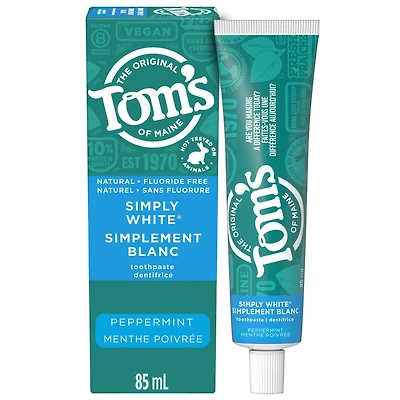 Dentifrice naturel Simplement blanc Menthe poivrée (sans fluorure) 85 ml
