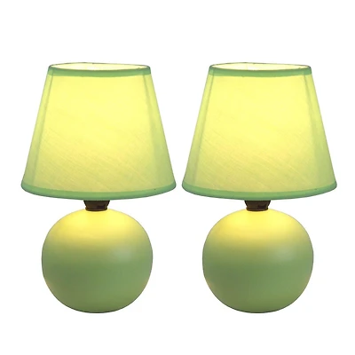 Simple Designs  Mini Ceramic Globe Table Lamp 2 Pack Set