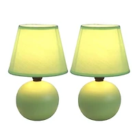 Simple Designs  Mini Ceramic Globe Table Lamp 2 Pack Set