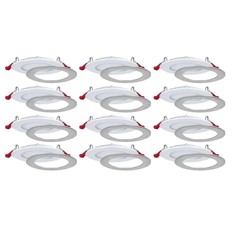 Luminaires encastrés DEL de 3 po, 3 Températures de couleur intégrées (3K / 4K / 5K), Emballage de 12, pour plafonds isolés et non isolés, Intensité réglable, 6W = 50W, 450 lumens, système de connexio