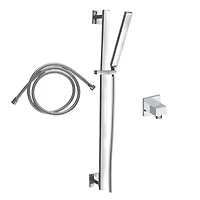 L'ensemble de robinet de couche akuaplus® IRENE avec cartouche à pression balancée et inverseur 2 voies plus 1, Un sytème de barre murale réglable avec douchette avec pommeau et raccord en laiton.