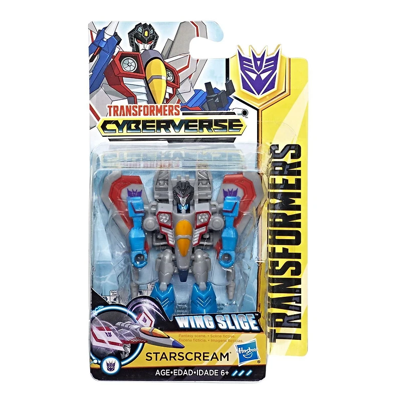 Transformers Bumblebee Cyberverse Adventures, figurine Action Attackers Starscream de 9,5 cm, classe Éclaireur, attaque répétable Wing Slice