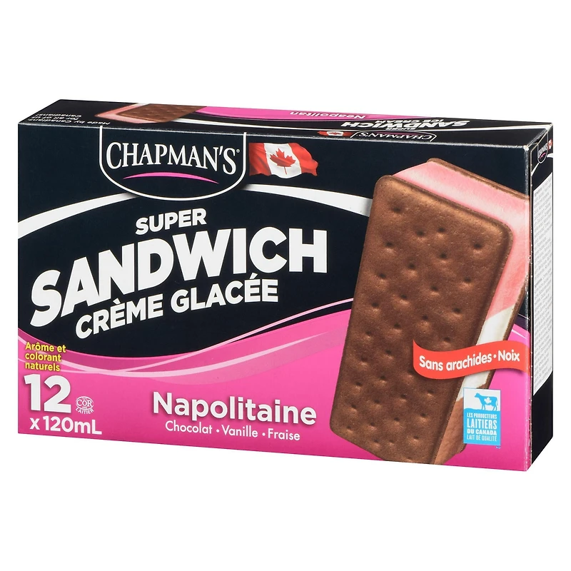 Chapman's Super Sandwich Neapolitan Ice Cream in a Box 12 x 120 ml