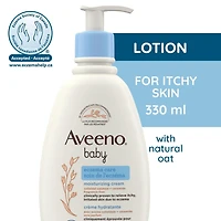 Crème hydratante pour le corps Aveeno Soin de l’eczéma pour bébés avec céramides, lotion pour peau sèche, sans parfum, sans parabènes, avoine colloïdale 330 ml