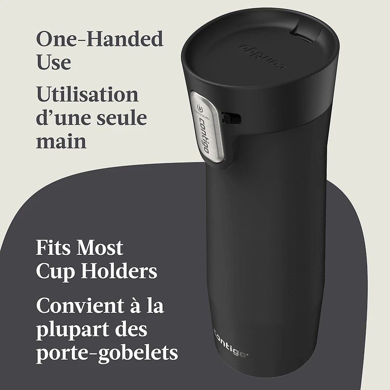 Tasse de voyage en acier inoxydable à isolation sous vide Contigo AUTOSCELLABLE West Loop avec couvercle facile à nettoyer, 591 ml (20 oz)