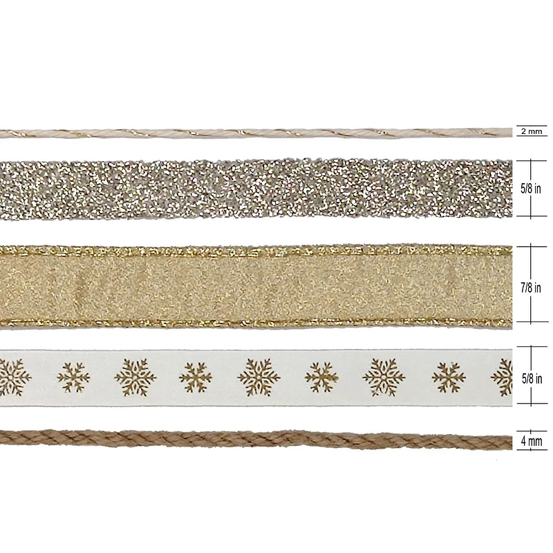 Holiday Time Nature Metallic Tower Ribbon 45Feet