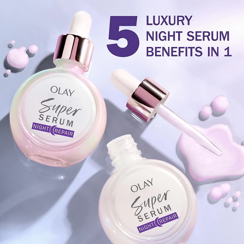 Olay Super Serum Night Repair with Salicylic Acid, Niacinamide, Lactic Acid, and Glycerin Peptide, 30ML