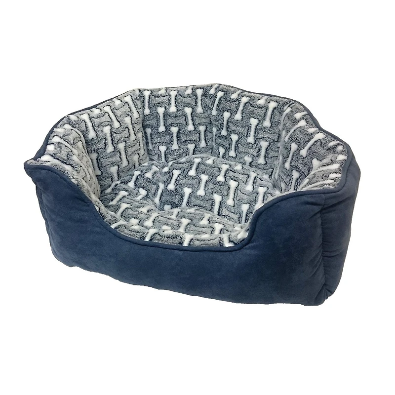 Sleep Zone 24" Small Bone Scallop Bolster Dog Bed