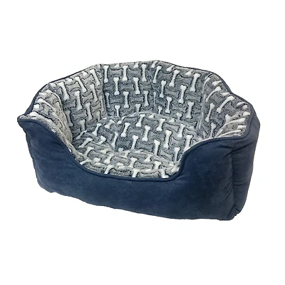 Sleep Zone 24" Small Bone Scallop Bolster Dog Bed