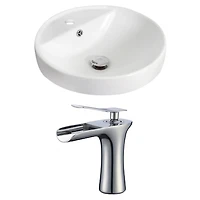 American Imaginations 8.25-in. W Drop In White Bathroom Vessel Sink Set For 1 Hole Center Faucet AI-17869