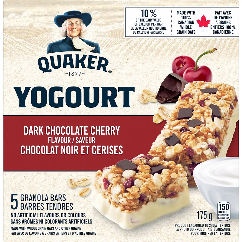 Quaker Yogourt Granola Bars - Dark Chocolate Cherry Flavour, 175 g.