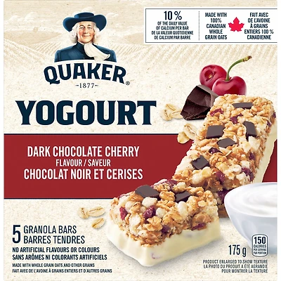 Quaker Yogourt Granola Bars - Dark Chocolate Cherry Flavour, 175 g.