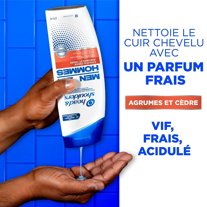 Shampooing et revitalisant antipelliculaire 2 en 1 Head and Shoulders pour hommes, traitement antipelliculaire, Agrumes et cèdre pour un usage quotidien, sans parabènes 370 ml