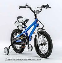 Vélo enfant RoyalBaby Freestyle 14 pouces pour fille et garçon, couleur bleue, avec frein à rétropédalage et frein à étrier
