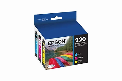 Epson Canada Ltd Epson 220 Color Ink Cartridges, Cyan, Magenta, Yellow, 3-Pack, Multi-Color