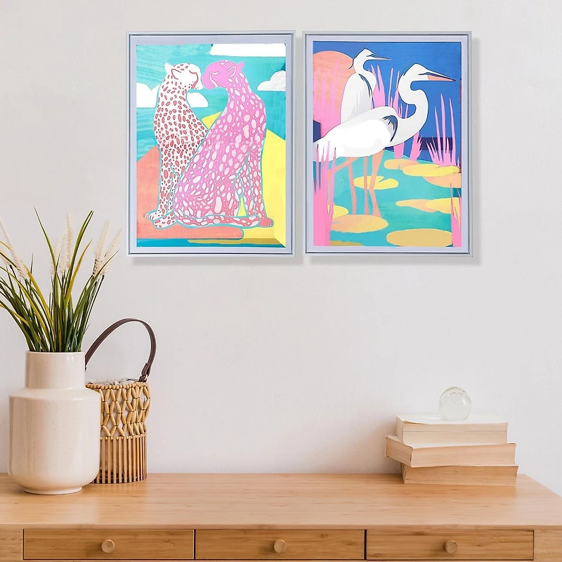 Crame D'Art Mural En Toile Encadrée Et Léopard - Ensemble De 2