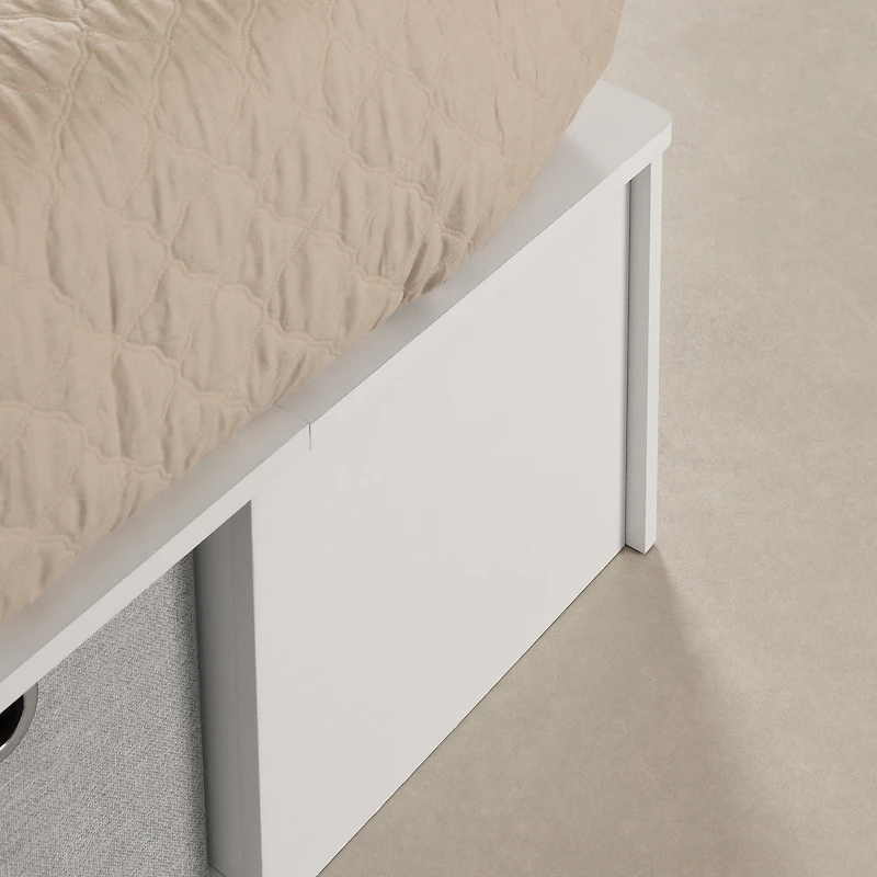 South Shore Flexible Queen Storage Platform Bed with Baskets, in Pure White