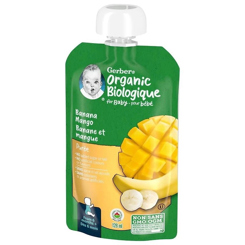 Purée GERBER Biologique Banane Mangue, aliment pour bébé