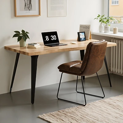 Homy Casa Computer Desk with Live Edge Perfect for Home Office PC Workspace, Walnut