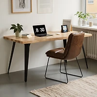 Homy Casa Computer Desk with Live Edge Perfect for Home Office PC Workspace, Walnut