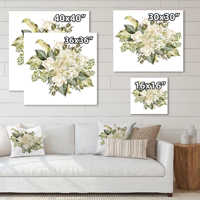 Designart Beau Bouquet Avec Hudrangea et Roses Art mural sur toile