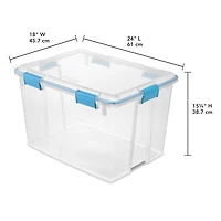 Sterilite Boîte à joint d’étanchéité de 71 L, grand bac de rangement transparent résistant aux intempéries avec couvercle à loquet, bleu