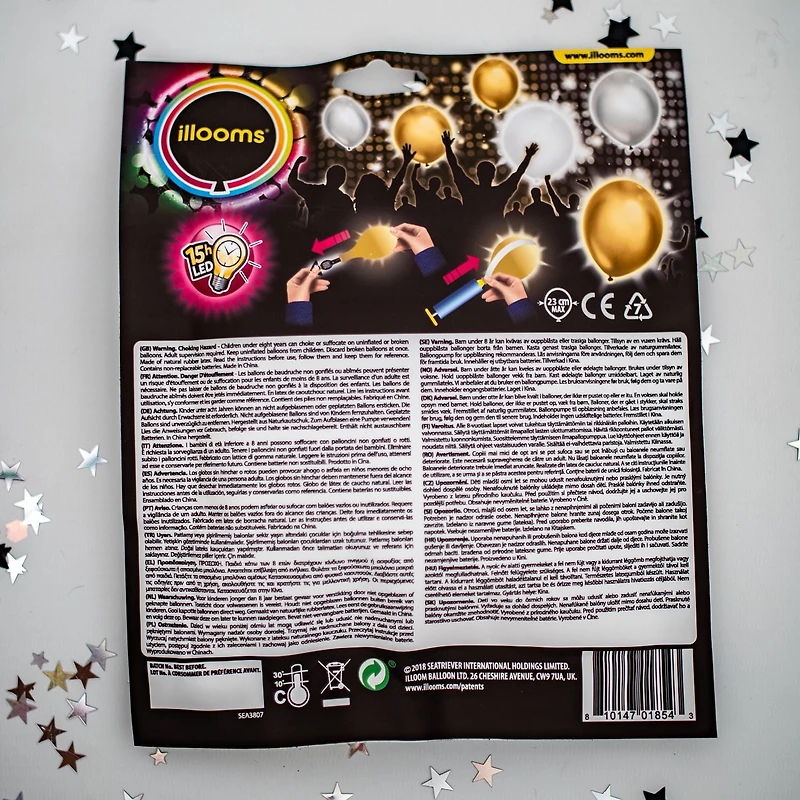 illooms Gold, Silver, White LED Light Up Balloons