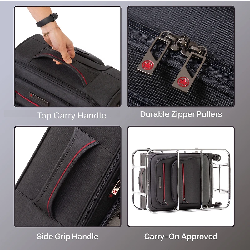 Valise cabine Air Canada Indigo Lite Collection Bagage à main de 20 pouces approuvée avec chargeur USB