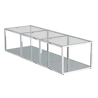 Table de Basse Petite Contemporaine en Métal et Verre, Jeu de 3 - Argent