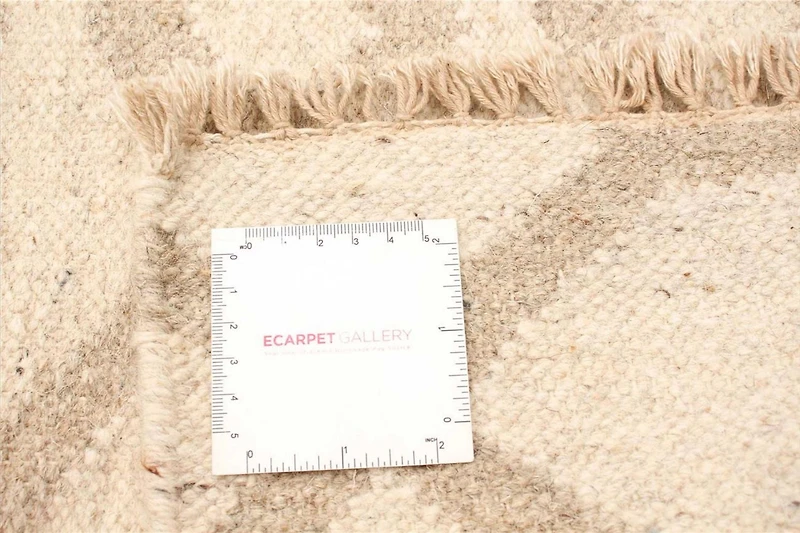 ECARPETGALLERY Tapis Fait à la Main pour Salon, Salle à Manger et Chambre à Coucher Géométrique Collection Organique & Pure 5'2" x 7'10" en Ivoire