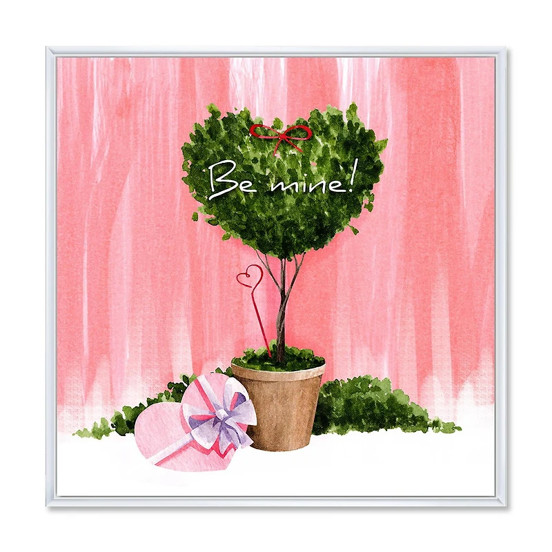 Designart Heart Shaped Valentine House Plant FLOAT FRAME WALL ART