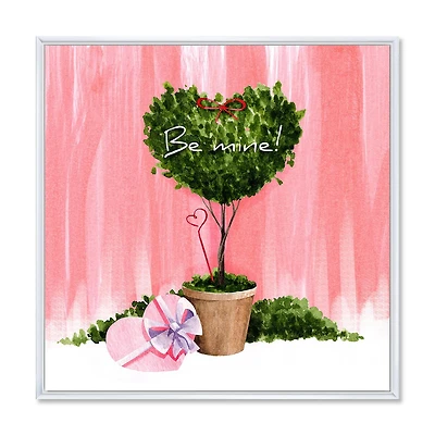 Designart Plante d'intérieur de la Saint-Valentin en forme de coeur ART MURAL À CADRE FLOTTÉ