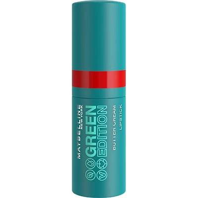 Maybelline New York Rouge à Lèvres Green Edition Butter Cream, avec Beurre de Cacao, Couleur Ultra-Pigmentée Crémeuse, Rainforest, Rouge, 3.4g
