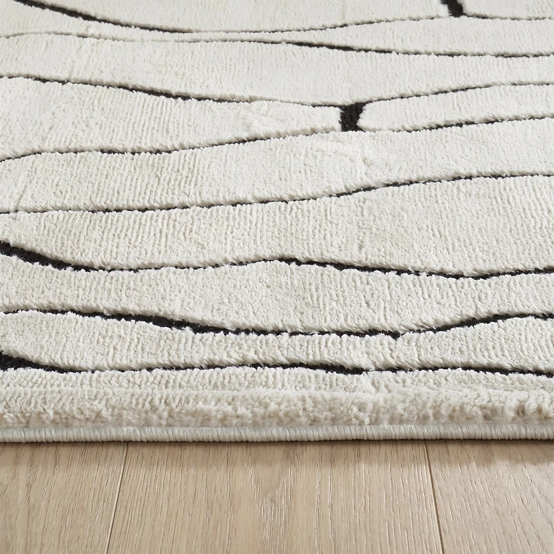 Tapis d'interieur abstrait Rug Branch Domus, creme noir, moderne - Salon, chambre