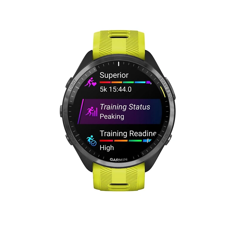 Montre intelligente GPS Garmin Forerunner® 965 - Lunette en titane avec boîtier Whitestone et bracelet en silicone Whitestone/gris poudré