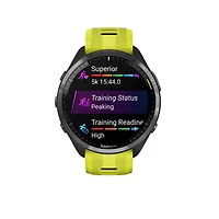 Montre intelligente GPS Garmin Forerunner® 965 - Lunette en titane avec boîtier Whitestone et bracelet en silicone Whitestone/gris poudré