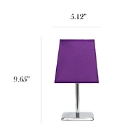 Simple Designs Mini Chrome Table Lamp with Squared Empire Fabric Shade