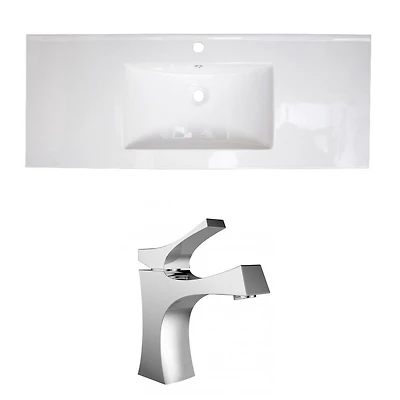 American Imaginations -in. W 1 Hole Ceramic Top Set In White Color