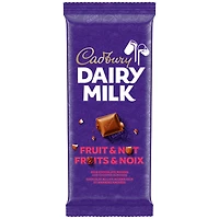 CADBURY DAIRY MILK, tablette de chocolat aux fruits et aux noix, chocolat au lait CADBURY DAIRY MILK avec raisins secs et amandes hachées, 180 g CADBURY DAIRY MILK FRUIT & NOIX 180G 12