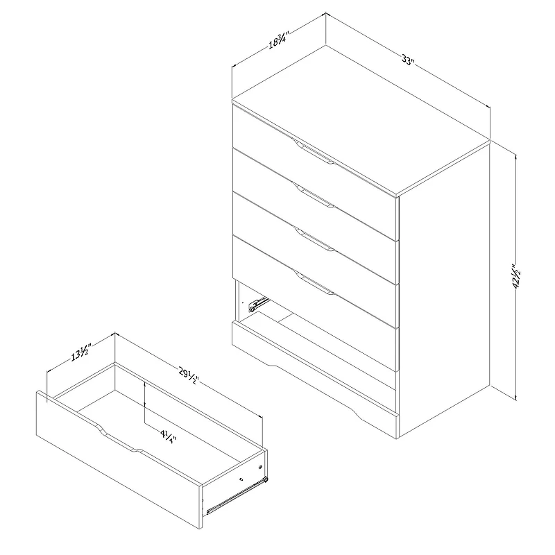 Commode 5 tiroirs pour Adulte, fini Chêne noir, collection Holland de Meubles South Shore