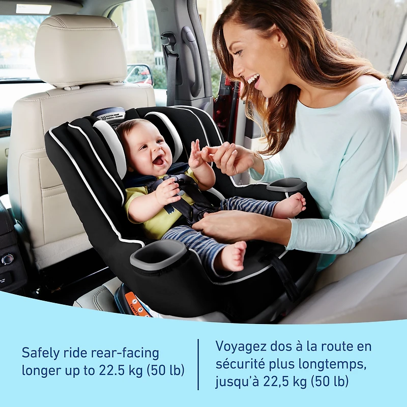 Siège d’auto convertible 2-en-1 Graco Extend2Fit, 1,8 à 30 kg (4 à 65 lb), harnais orienté vers l’avant et vers l’arrière