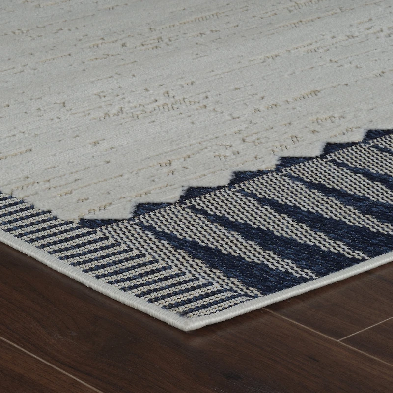 Rug Branch Maise Vintage Indoor Outdoor Area Rug, Cream Blue, Floral - Entryway, Hallway, Bathroom, and Kitchen